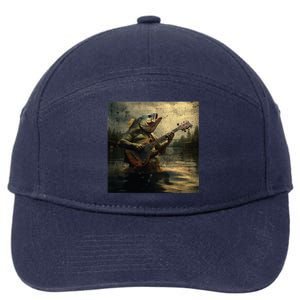 Weird Bass Fish Playing Bass Guitar Funny Cursed Meme 7-Panel Snapback Hat