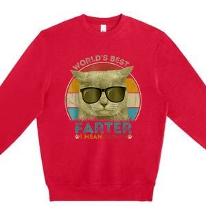 Worlds Best Farter I Mean Father Best Cat Dad Ever Premium Crewneck Sweatshirt