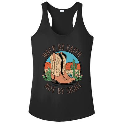 Walk By Faith Not By Sight Western Boots Ladies PosiCharge Competitor Racerback Tank