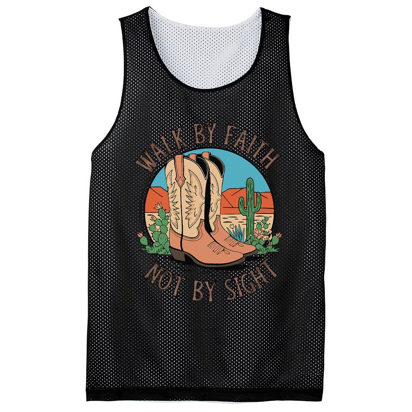 Walk By Faith Not By Sight Western Boots Mesh Reversible Basketball Jersey Tank