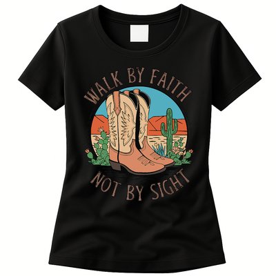 Walk By Faith Not By Sight Western Boots Womens T-Shirt