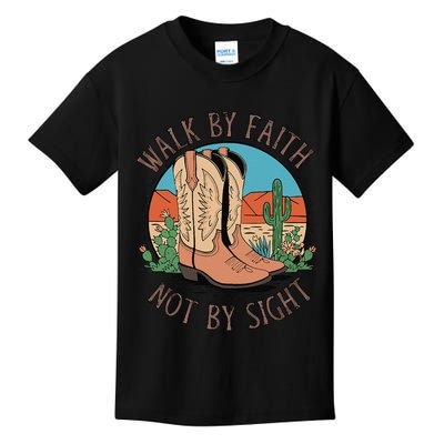 Walk By Faith Not By Sight Western Boots Kids T-Shirt