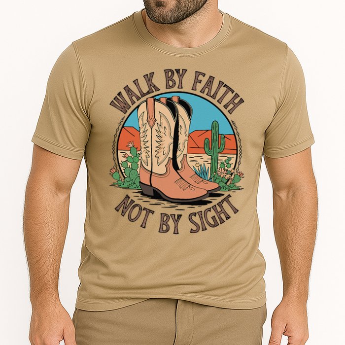 Walk By Faith Not By Sight Western Boots Cooling Performance Crew T-Shirt