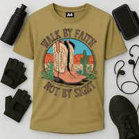 Walk By Faith Not By Sight Western Boots Cooling Performance Crew T-Shirt