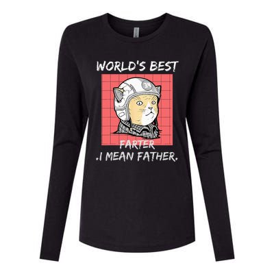 Worlds Best Farter I Mean Father Best Cat Dad Ever Womens Cotton Relaxed Long Sleeve T-Shirt