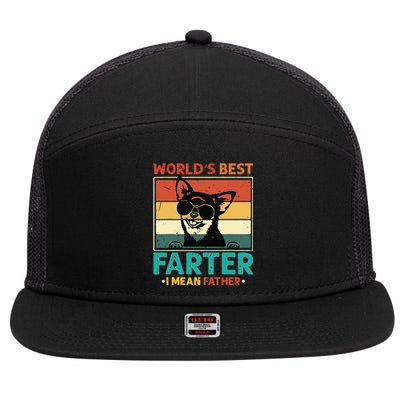 Worlds Best Farter I Mean Father Best Dad Ever Cool Dog 7 Panel Mesh Trucker Snapback Hat