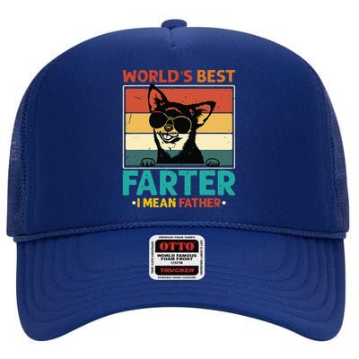 Worlds Best Farter I Mean Father Best Dad Ever Cool Dog High Crown Mesh Back Trucker Hat