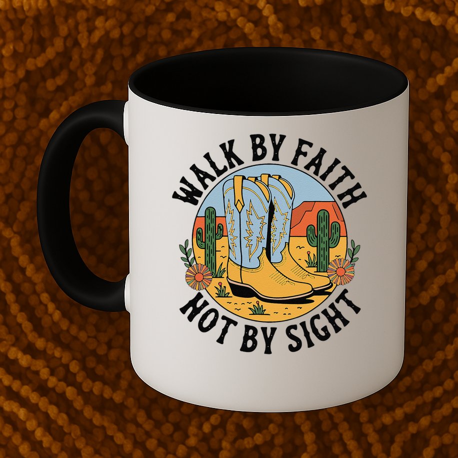 Walk by Faith Not by Sight Western Boots Mug