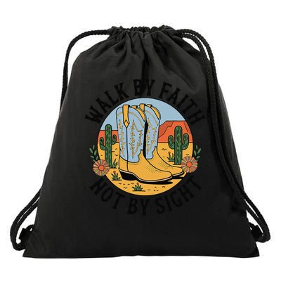 Walk by Faith Not by Sight Western Boots Drawstring Bag
