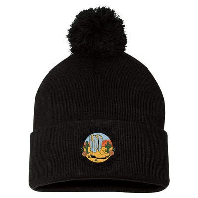 Walk by Faith Not by Sight Western Boots Pom Pom 12in Knit Beanie