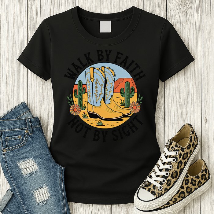 Walk by Faith Not by Sight Western Boots Womens T-Shirt