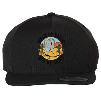 Walk by Faith Not by Sight Western Boots Wool Snapback Cap