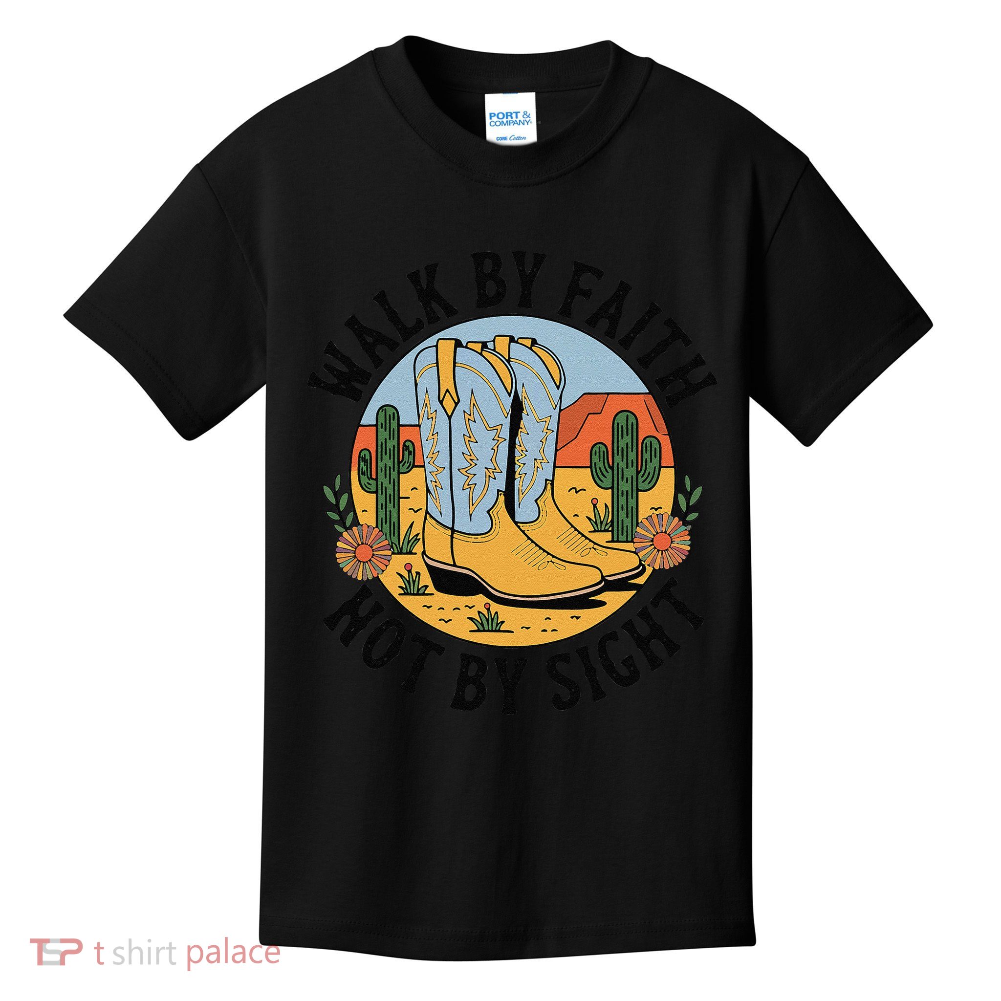 Walk by Faith Not by Sight Western Boots Kids T-Shirt