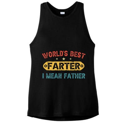 World's Best Farter I Mean Father Funny Father's Day Ladies PosiCharge Tri-Blend Wicking Tank