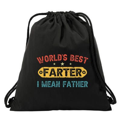 World's Best Farter I Mean Father Funny Father's Day Drawstring Bag