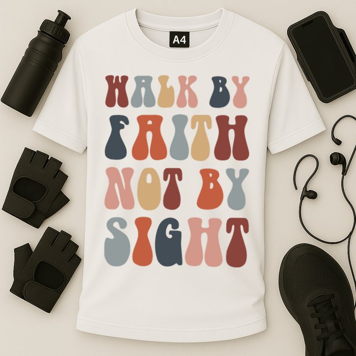 Walk By Faith Not By Sight Bible Verse Christian Cooling Performance Crew T-Shirt