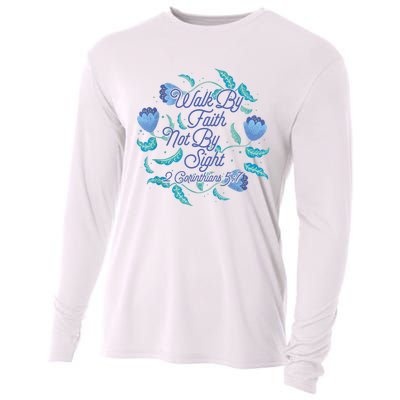 Walk By Faith Not By Sight 2 Corinthians 5:7 Cooling Performance Long Sleeve Crew