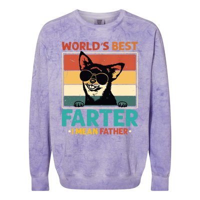 Worlds Best Farter I Mean Father Best Dad Ever Cool Dog Colorblast Crewneck Sweatshirt