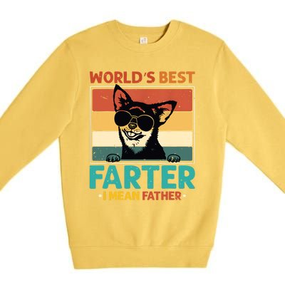 Worlds Best Farter I Mean Father Best Dad Ever Cool Dog Premium Crewneck Sweatshirt