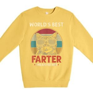 Worlds Best Farter I Mean Father Best Cat Dad Ever Funny Premium Crewneck Sweatshirt