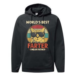 Worlds Best Farter I Mean Father Best Cat Dad Ever Funny Performance Fleece Hoodie