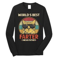 Worlds Best Farter I Mean Father Best Cat Dad Ever Funny Long Sleeve Shirt