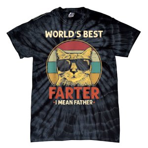 Worlds Best Farter I Mean Father Best Cat Dad Ever Funny Tie-Dye T-Shirt