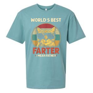 Worlds Best Farter I Mean Father Best Cat Dad Ever Funny Sueded Cloud Jersey T-Shirt