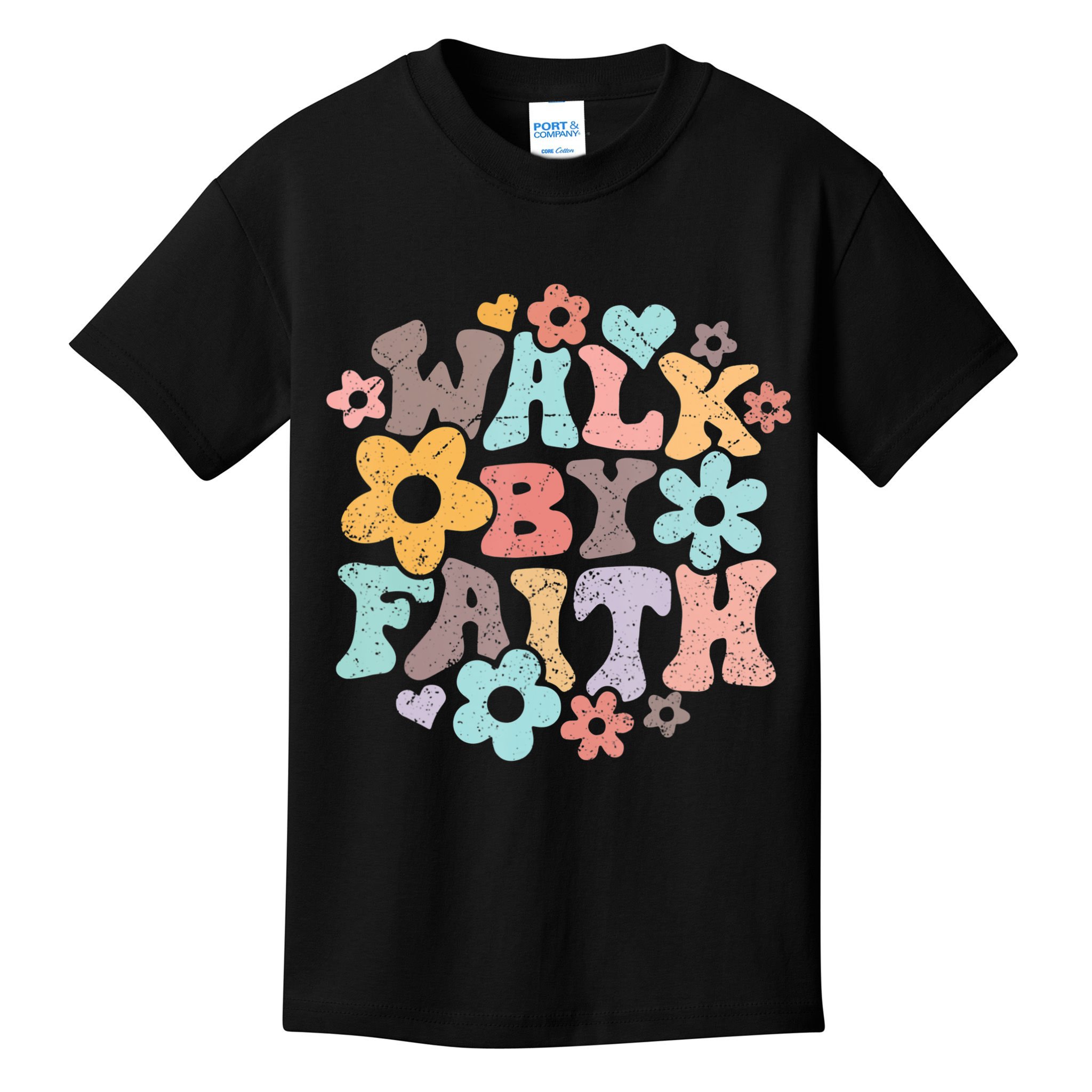 Walk By Faith Christian Jesus Love Religious Prayer Women Kids T-Shirt