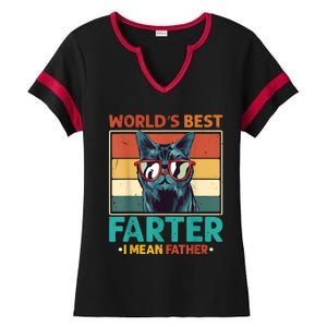 Worlds Best Farter I Mean Father Best Cat Dad Ever Ladies Halftime Notch Neck Tee