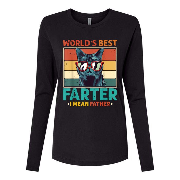 Worlds Best Farter I Mean Father Best Cat Dad Ever Womens Cotton Relaxed Long Sleeve T-Shirt