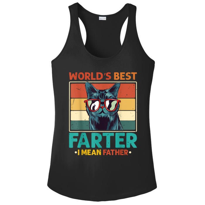 Worlds Best Farter I Mean Father Best Cat Dad Ever Ladies PosiCharge Competitor Racerback Tank