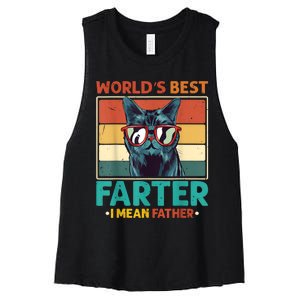 Worlds Best Farter I Mean Father Best Cat Dad Ever Women's Racerback Cropped Tank