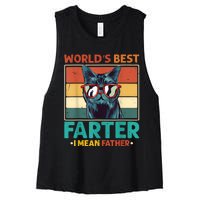 Worlds Best Farter I Mean Father Best Cat Dad Ever Women's Racerback Cropped Tank