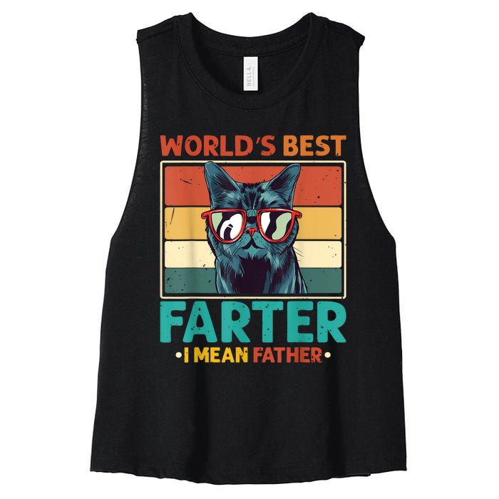 Worlds Best Farter I Mean Father Best Cat Dad Ever Women's Racerback Cropped Tank