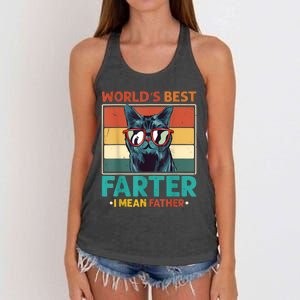 Worlds Best Farter I Mean Father Best Cat Dad Ever Women's Knotted Racerback Tank