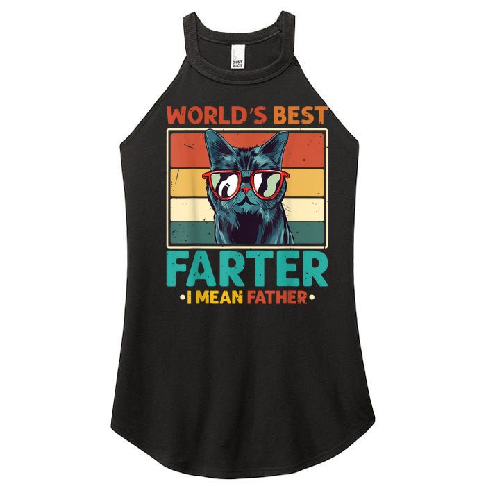 Worlds Best Farter I Mean Father Best Cat Dad Ever Women's Perfect Tri Rocker Tank