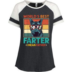 Worlds Best Farter I Mean Father Best Cat Dad Ever Enza Ladies Jersey Colorblock Tee