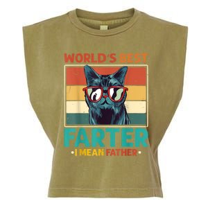 Worlds Best Farter I Mean Father Best Cat Dad Ever Garment-Dyed Women's Muscle Tee