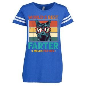 Worlds Best Farter I Mean Father Best Cat Dad Ever Enza Ladies Jersey Football T-Shirt