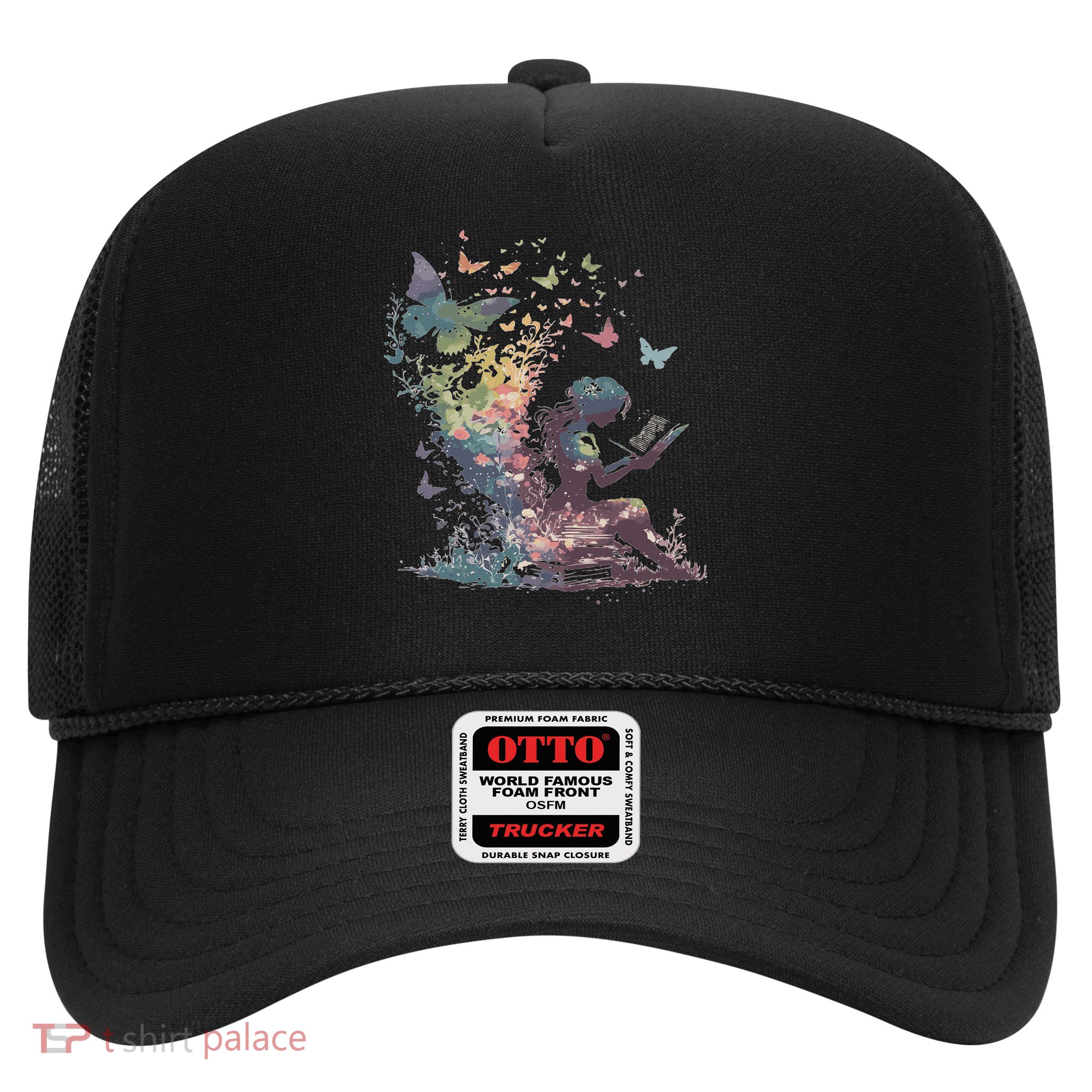 Watercolor Butterfly Fairy Read Book Library Fantasy Novel Trucker Hat