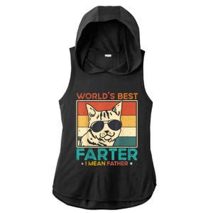 Worlds Best Farter I Mean Father Funny Best Cat Dad Ever Ladies PosiCharge Tri-Blend Wicking Draft Hoodie Tank