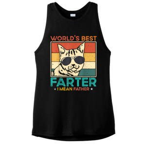 Worlds Best Farter I Mean Father Funny Best Cat Dad Ever Ladies PosiCharge Tri-Blend Wicking Tank