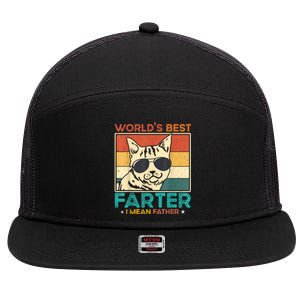 Worlds Best Farter I Mean Father Funny Best Cat Dad Ever 7 Panel Mesh Trucker Snapback Hat