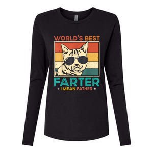 Worlds Best Farter I Mean Father Funny Best Cat Dad Ever Womens Cotton Relaxed Long Sleeve T-Shirt