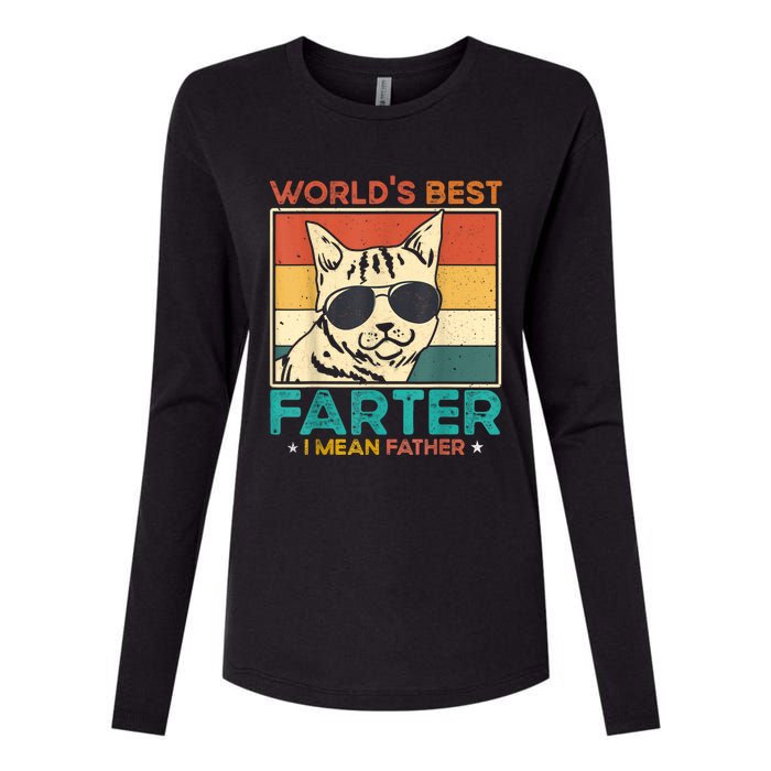 Worlds Best Farter I Mean Father Funny Best Cat Dad Ever Womens Cotton Relaxed Long Sleeve T-Shirt