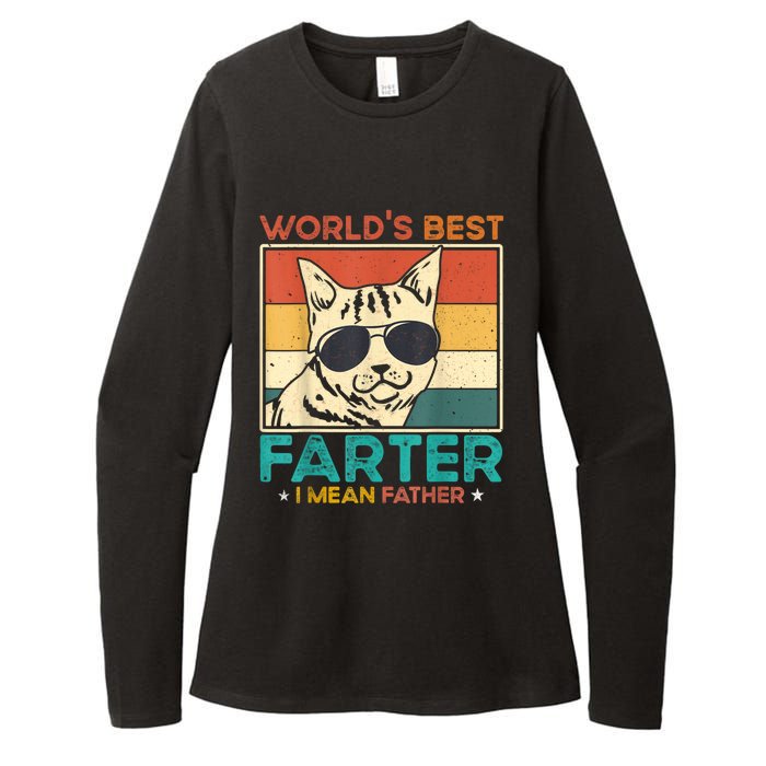 Worlds Best Farter I Mean Father Funny Best Cat Dad Ever Womens CVC Long Sleeve Shirt