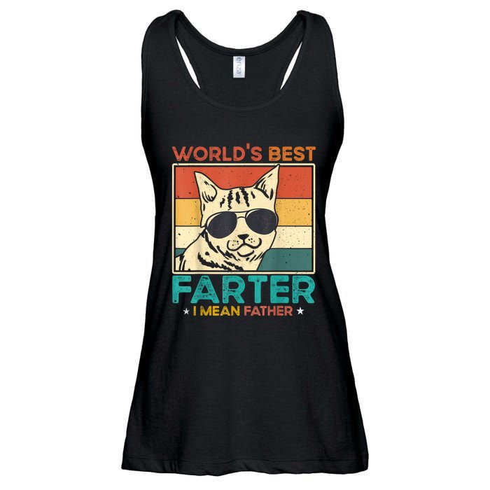 Worlds Best Farter I Mean Father Funny Best Cat Dad Ever Ladies Essential Flowy Tank