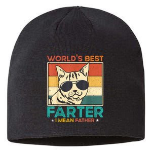 Worlds Best Farter I Mean Father Funny Best Cat Dad Ever Sustainable Beanie