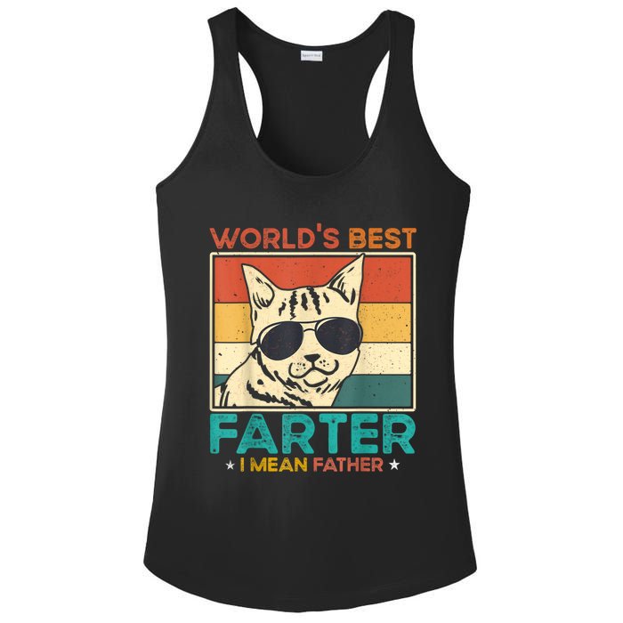 Worlds Best Farter I Mean Father Funny Best Cat Dad Ever Ladies PosiCharge Competitor Racerback Tank